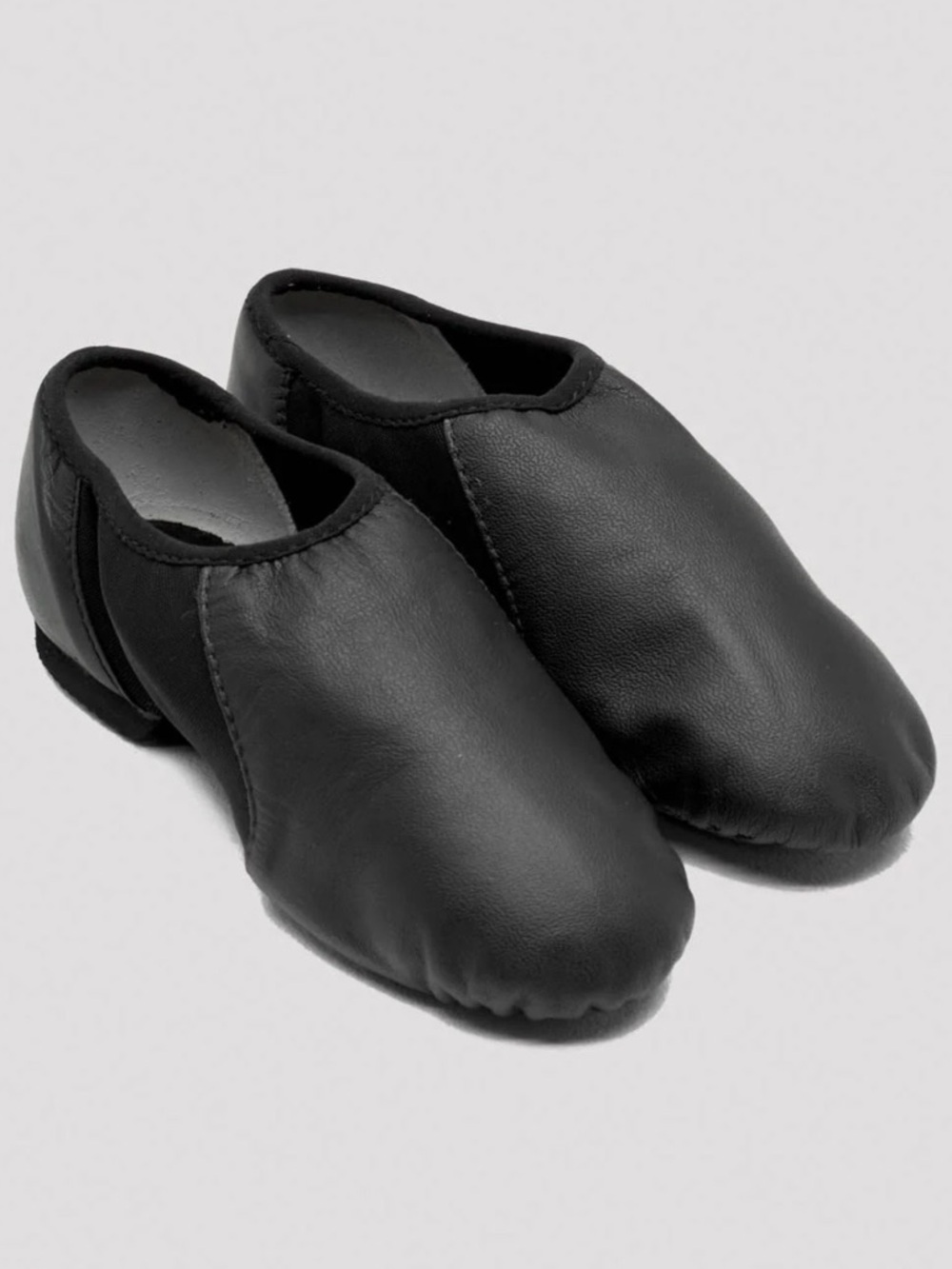 Childrens Neo-Flex Slip On Black Leather Jazz Shoes